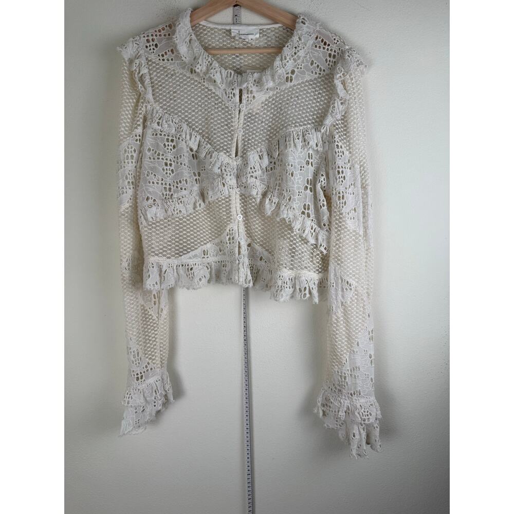 NWT By Anthropologie Embroidered Lace Cropped Jacket Blouse XL - Picture 6 of 14